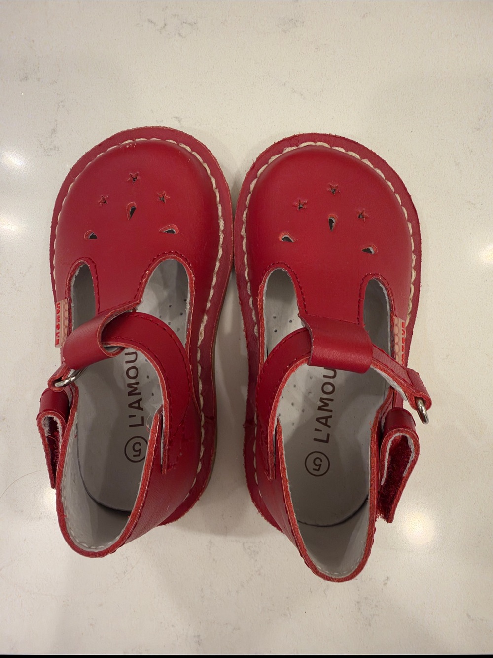 L'Amour Red Leather Mary Jane Kids Shoes